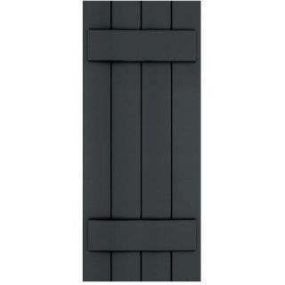 Winworks Wood Composite 15 in. x 37 in. Board & Batten Shutters Pair #632 Black 71537632