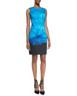 T Tahari Dakota Sleeve Sky Print Dress