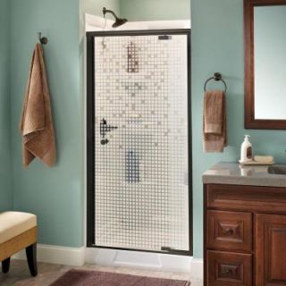 Delta Lyndall 36 in. x 66 in. Semi Framed Pivoting Shower Door in Oil Rubbed Bronze with Mozaic Glass 159065