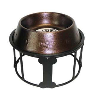 Platinum Pets 6.25 Cup Wrought Iron Bones and Stripes Single Feeder with Embossed Non Tip Bowl in Copper Vein PBSDS64CPR
