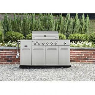 Kenmore 6 Burner Stainless Steel front Gas Grill Smoker   