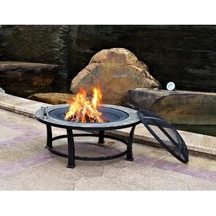 Essential Garden  40 Round Slate Top Fire Pit Table