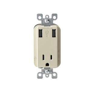 Leviton 15 Amp Tamper Resistant Combo Outlet and USB Charger   Ivory R11 T5630 0BI