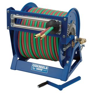 Coxreels 1275W Series Manual Twin-Line Oxyacetylene Hose Reel with Front Crank — Includes 3/8in. x 250ft. Hose, Model# 1275W-3-250-C  Welding   Cutting Hoses   Reels