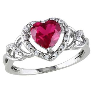 CT. T.W. Simulated Ruby and 1/10 CT. T.W. Diamond Heart Ring in