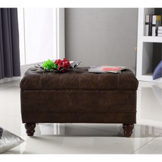 Royal Comfort Collection Luxury Espresso Tufted Storage Bench Ottoman
