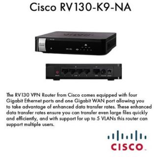 Cisco RV130 VPN Router   5 Ports   SlotsGigabit Ethernet