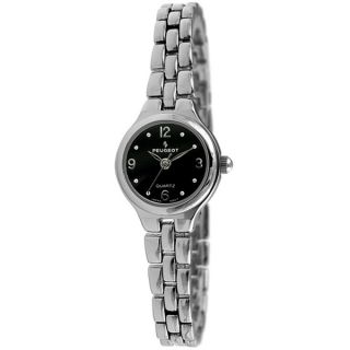 Peugeot Womens Silvertone Watch with Black Dial   13312585