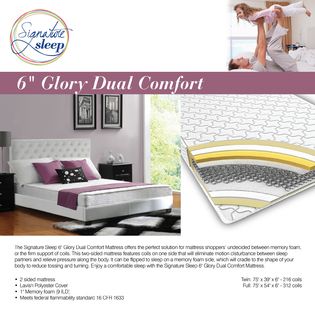Signature Sleep   Glory 6 Dual Comfort Coil & Memory Foam Mattress