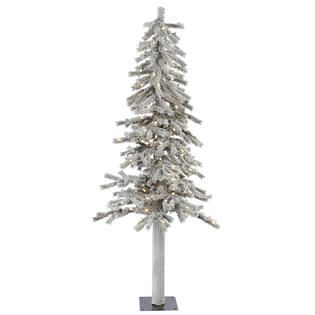 Vickerman 5 x 27 Flocked Alpine Tree with 150 Warm White LED Lights