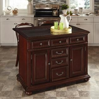 Home Styles Colonial Classic Kitchen Island w/ Granite Top and Two