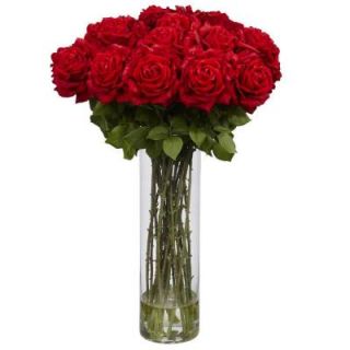 Nearly Natural 31 in. H Red Giant Rose Silk Flower Arrangement 1214