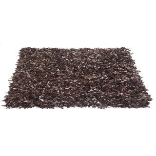 Brown Leather Shaggy Rug (3 Round)