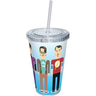 The Big Bang Theory Pixilated Cast 16 Ounce Cup with Straw