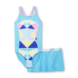 Joe Boxer Girls One Piece Swimsuit & Swim Skirt   Multicolor