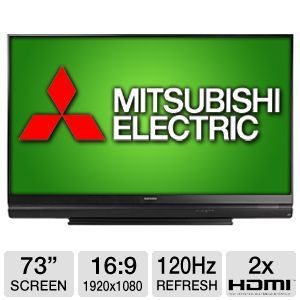 Mitsubishi WD 73C12 73 Class Home Cinema DLP HDTV   1080p, 1920 x 1080, 169, 120Hz Sub Frame Rate, HDMI, 6 Color Processor