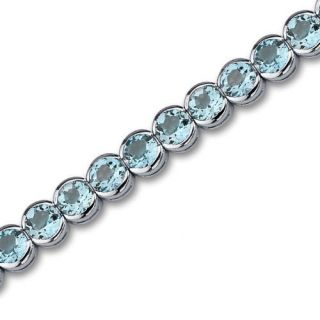 Oravo Must Have Elegant 19.00 Carats Round Cut Swiss Blue Topaz Gemstone Tennis Bracelet in Sterling Silver