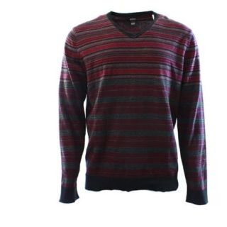 Alfani NEW Port Red Mens Size XL Striped Knit Ribbed V Neck Sweater $34 #474