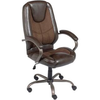 Espresso Leather with Brown Microfiber Manager Chair