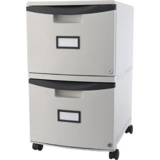 Storex 2 Drawer Mobile File Cabinet with Lock, Legal/Letter, Gray/Black