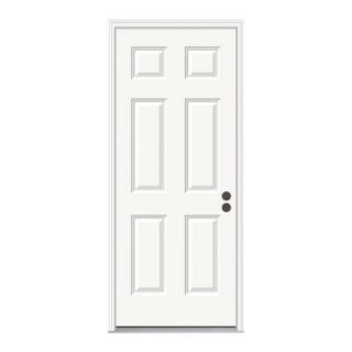 JELD WEN 36 in. x 80 in. 20 Minute Fire Rated 6 Panel Primed White Steel Prehung Front Door with Brickmould THDJW166100246