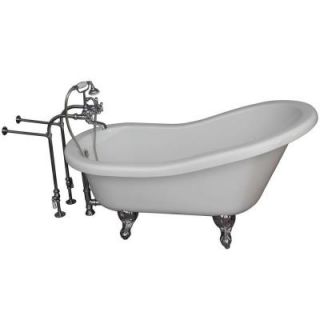 Barclay Products 5.6 ft. Acrylic Ball and Claw Feet Slipper Tub in White with Polished Chrome Accessories TKADTS67 WCP2