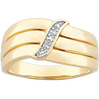 14K Gold over Sterling Silver Diamond Highlight Curves Ring