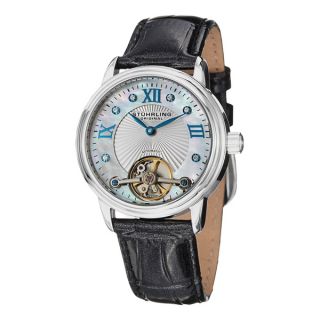 Stuhrling Original Womens Cassiopeia Automatic Open Heart Leather