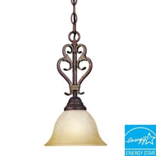 World Imports Olympus Tradition Collection 1 Light Crackled Bronze with Silver Mini Pendant WI263124N