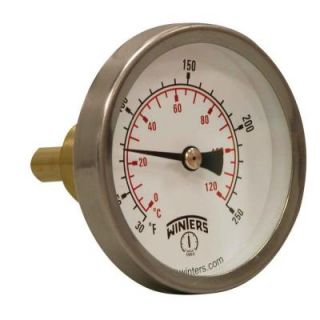Winters Instruments TSW Series 2.5 in. Dial Type Hot Water Thermometer with 3/4 in. Brass Sweatwell and Temperature Range of 30 250°F/C TSW174 SW