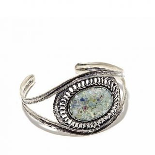 Noa Zuman Jewelry Designs Medallion Roman Glass Sterling Silver Cuff Bracelet   7551998