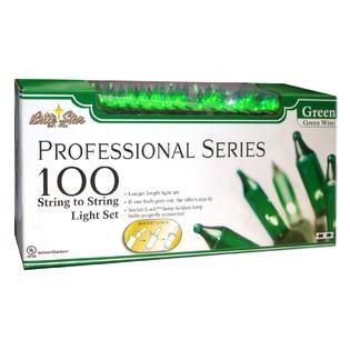 Set of 2, 100 ct professional series mini light set, green w/ green