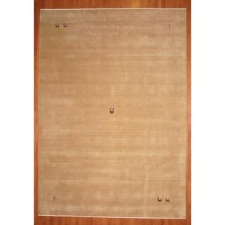 Indo Hand knotted Beige/ Blue Gabbeh Wool Rug (9 x 12)