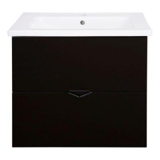 Esley 23.5 in. Vanity in Gloss Black with Vitreous China Vanity Top in White EYGBVT2420