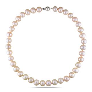 Miadora Sterling Silver Pink Cultured Freshwater Pearl Necklace (11 12