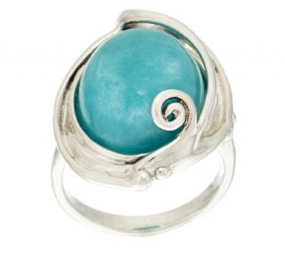 Hagit Sterling Silver ite Cabochon Scroll Ring   J320901 —