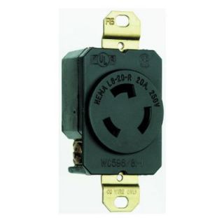 Turnlok 20 Amp Single Locking Outlet   Black L620RCCV3
