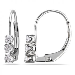 14K White Gold Diamond Accented Leverback Earrings   7641445
