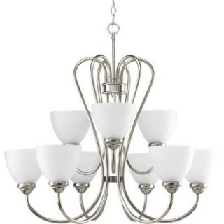 Progress Lighting Heart Collection 9 Light Brushed Nickel Chandelier P4668 09