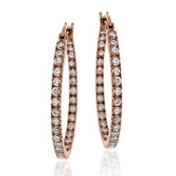 Icz Stonez Rose Gold over Sterling Silver Cubic Zirconia Hoop Earrings