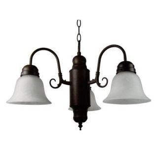 Yosemite Home Decor Manzanita 3 Light Dark Brown Hanging Chandelier with Frosted Marble Glass Shade 1433 3DB