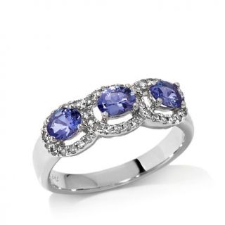 1.05ct Blue Tanzanite and White Topaz Sterling Silver Ring   7882478