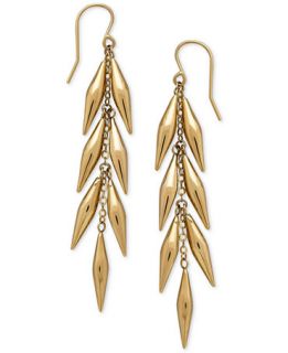 Vine Inspired Linear Drop Earrings in 14k Gold   Earrings   Jewelry