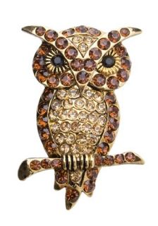 Jeweled Owl Brooch  Mod Retro Vintage Pins
