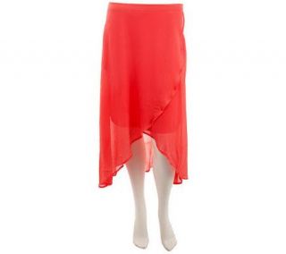 Jennifer Hudson Collection Drape Front Chiffon Skirt w/ Back Elastic —
