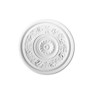 White Primed 16 inch Round Floral Ceiling Medallion  
