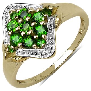 Malaika Yellow Gold Overlay Sterling Silver Chrome Diopside Ring