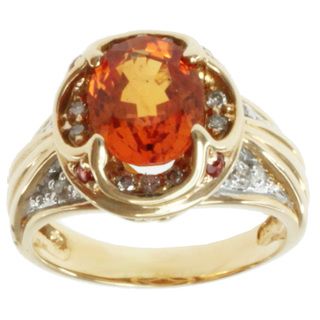 Michael Valitutti 14k Yellow Gold Orange Sapphire and Diamond Ring
