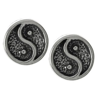 Journee Collection Sterling Silver Yin Yang Stud Earrings  