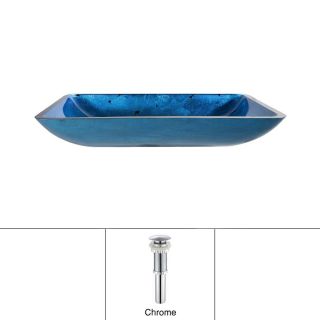 Kraus Irruption Blue Tempered Glass Drop In Rectangular Bathroom Sink (Drain Included)